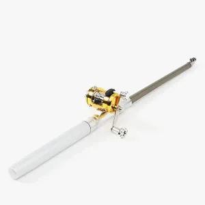 [셀러에이드]미니 낚싯대 실버 민물 펜 짧은 휴대용