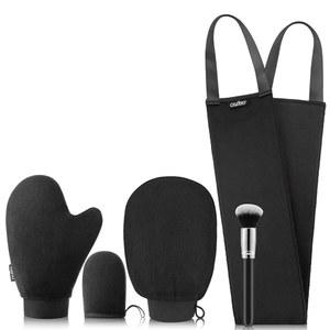 셀레실리 in 셀프 태닝 미트 어플리케이터 키트 전문가용 미니 브러시 각질 제거제 노스트릭 오렌지 양면 세척 가능한 장갑 세트