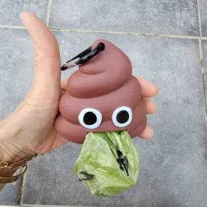 강아지 배변 봉투 카라비너 장착형 소형 똥모양 산책용품