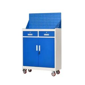 PC 보관함 이동식 잠금형 관공서 캐비넷 바퀴형 대형 2단 서랍 뒷판 그레이블루