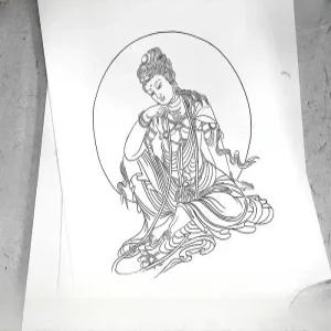 관음화도안 동양화 불교 관음보살 단계별 그림 보살 따라 그리기