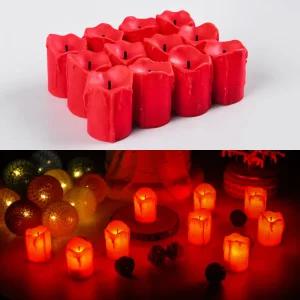 (말랑)럭셔리LED초(레드)12개입 파티 촛불 장식소품 생일초 LED초 LED 행사용 파티초 용품 프로포즈 방수