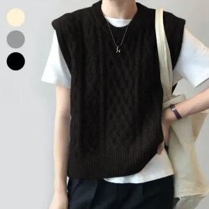 [콩심팥심]여자 조끼 라운드 꽈배기 예쁜 여성니트조끼 기