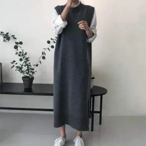 [콩심팥심]체형커버조끼 라운드 조끼 니트롱조끼 몸매커버조