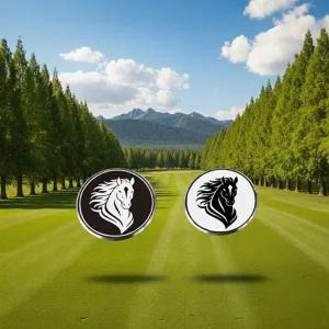 골프 볼마커 자석클립 종이포장 세트 백마 흑마 골프마커 말 이모...