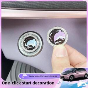 원클릭 시작 금속 다이아몬드 장식 스티커 버튼 자동차 인테리어 만화 패턴 액세서리 BYD 돌고래