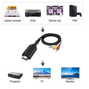 HD Male RCA AV/CVSB L/R Video to HDMI-compatible AV Scaler Cable Adapter 1080P Converter Box Support