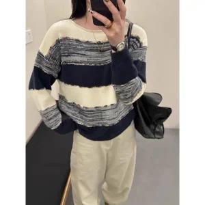 [하프클럽/샵앤]여성 페탈 단가라 세미 보트넥 니트 티셔츠 21DS-WKN-5076-아이