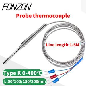 K타입 열전대 압축 용수철 프로브 온도 센서 1m-5m 케이블 와이어 0-400 도 M8 50mm 100mm 200mm