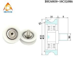 4pcs 30mm 직경 POM U  그루브 풀리 휠 M6 나사 BSU60830-10C1L8M6 x 30x10 플라스틱 코팅 베어링 OD 롤러