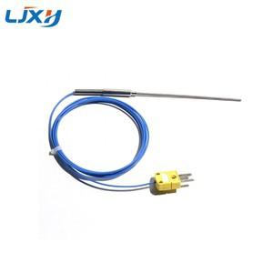 LJXH K 타입 아머드 열전대 온도 센서 굽힘  프로브 100mm-300mm 블루 PTFE 와이어 1M/1.5M/2M/3M 전기 기