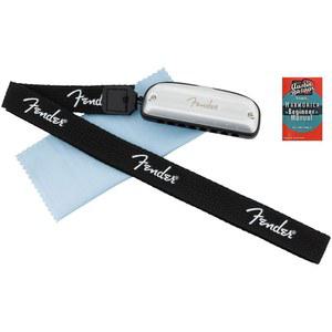 펜더 블루스 주니어 디아토닉 8홀 하모니카 - 폴리싱 천과 오스틴 바자 지침서가 포함된 번들의 열쇠