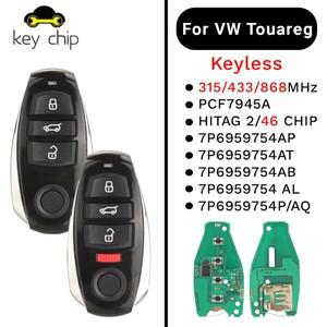 KEYCHIP 2010-2014 키리스 3/4 버튼 교체 스마트 카드 리모컨 키 Volkswagen 호환 투아렉 315mhz 433mhz 86