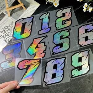 레이저 레이싱 번호 0-9 스티커 반사 자동차 바이크 오토바이 데칼