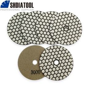 DIATOOL 7 개 4 인치 다이아몬드 건조 연마 패드 (B 3000) 샌딩 디스크 화강암  석 물