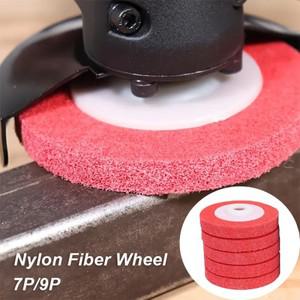 5개입 4인치 나일론 휠 섬유 연마 패드 7P/9P 금속 제거용 디스크 목공예 클리닝용