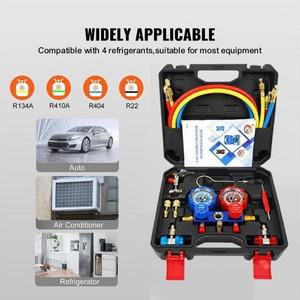 자동차 에어컨 압력 매니 폴드 게이지 호스 키트 R22 R-410A R-134a 냉매 세트 WithStorage Box