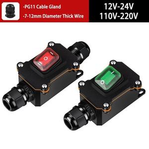 110V-220V 12V-24V 고전력 라인 PG11 코드 스위치 4P ON OFF/6P OFF Led 방수 설치 실외 와이어 박스