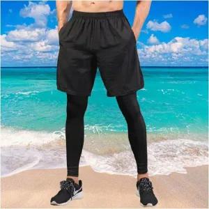 하의 신축성 남자 레깅스 운동복 반바지세트 헬스