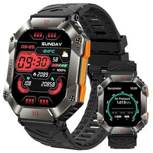 밀리터리 스마트 워치 남성용 2인치 HD 고도 기압계 나침반 피트니스 트래커 IP68 방수 심박수 수면 모니터 650mAh 야외 견고한 전술 스포츠 스마트워치 iOS 안드로이드용