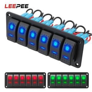 LEEPEE ON-OFF 로커 스위치 패널 3/6 갱 더블 라이트 LED 해양 선박 캐러밴 RV용 12 V 24V