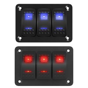 마린 스위치 패널 방수 12V 3구 로커 LED 조명 토글 알루미늄 자동차 보트 RV용 사전 배선