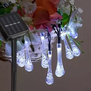 [셀러에이드]태양광 LED 20구 물방울 가랜드 전구 태양광충전 데코 캠핑줄조명