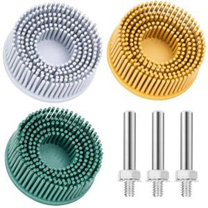 준챔프 2인치 브리스틀 디스크, 3피스 디스크 등급 - 120# 80# 50# 금속용 그릿 연마 코팅 제거 1/4인치