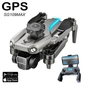 전문 항공 사진 UAV 브러시리스 모터 쿼드콥터 장난감 항공기 SG109 프로 맥스 드론 4k GPS 8K HD 듀얼 카