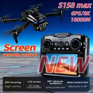 신형 드론 S158 전문가용 항공 촬영 8K 트리플 카메라 5G GPS RC 쿼드콥터 브러시리스 및 장애물 회피 기능