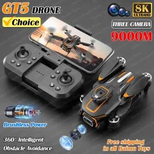 GT5 브러시리스 8K 미니 드론 4K 전문 HD 듀얼 카메라 장애물 회피 GPS 광학 흐름 포지셔닝 RC 쿼드콥터 장