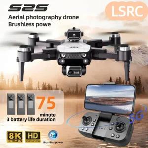 S2S 미니 드론 8K 프로페셔널 HD 듀얼 카메라 장애물 회피 브러시리스 모터 접이식 RC 쿼드콥터 장난감 선