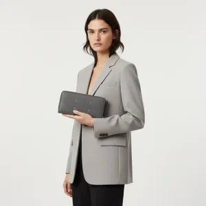 메종 마르지엘라 집 어라운드 컨티넨탈 지갑 - 그레이  S56UI0110P4455T8127