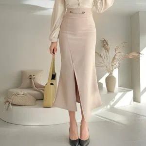 [다잇템] 여자 슬릿 인어공주 사선 롱 사슬 포인트 스커트_23918797_588872