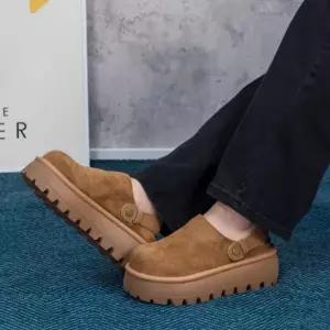 [니나스파리]스웨이드 통굽 안감 퍼 슬리퍼