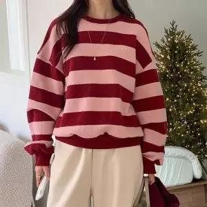 [다잇템] 여자 줄무늬 펜던트 박시핏 FW 기모긴팔티 맨투맨_23918238_588872