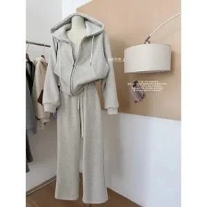 여자 팬츠 동계 캐주얼 정장세트 세트 외출 분위기 도톰 후드 ST4