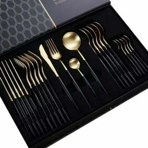 블랙골드 QH76XY39 고급 고급 커트러리 포장 스텐 24P 선물세트