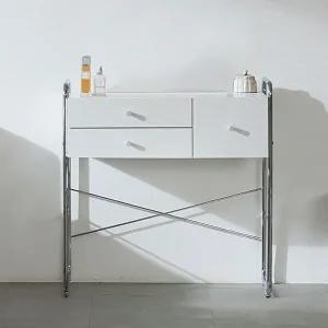 [인터데코]감각적인 화이트 스틸 화장품 서랍 수납 화장대 80cm TP1108