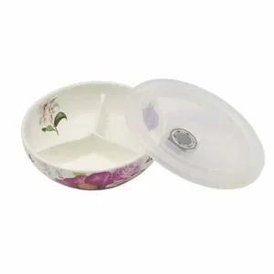 본차이나 HZ56XE14 밀폐용기 반찬통 3절 나눔 찬기 19.5cm x 2p