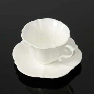 메르씨 BI07AJ76 꽃잎 도자기 커피 잔 세트 185ml 순백 홍차잔