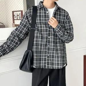 [라일리의류] Rly 오버핏 체크 셔츠 빅사이즈 남방 봄가을 셔츠 남