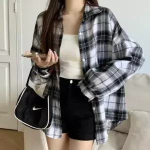 [라일리여성의류] Rly 여성 캐주얼 오버핏 루즈핏 가을 체크 남방 셔츠