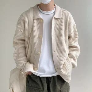 [모로엠] 버튼 클로저 카라 니트 가디건 DMC-CA-QDD454