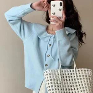 Rly 여자 케이프 니트 가디건 겨울 데일리 여리핏 아