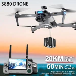 S880 PRO MAX 전문가용 GPS 드론 8K 카메라 3축 짐벌 5G 와이파이 브러시리스 RC 쿼드콥터 스크린 컨트롤