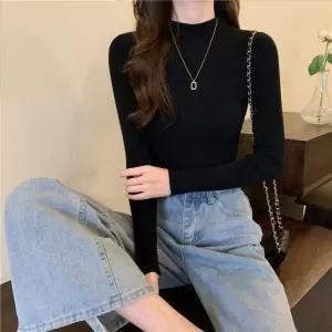 [센트럴몰]소프트터치 베이직 슬림핏 모크넥 골지 니트