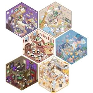 6종 미니어처 월드 스티커 꾸미기 방수 12.5cmx14cm