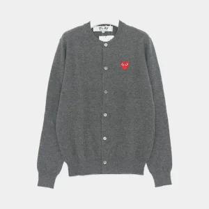 꼼데가르송 플레이 하트패치로고 울 크루넥 남성 가디건 AX N007 051 3