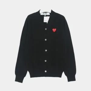 꼼데가르송 플레이 하트패치로고 울 V넥 남성 가디건 AX N008 051 1